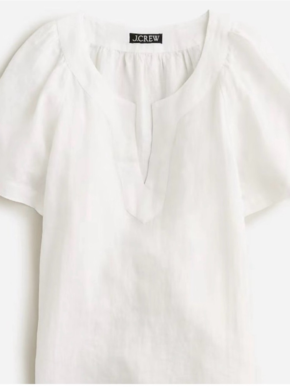 NWT J Crew Flitter Sleeve Linen Top White S